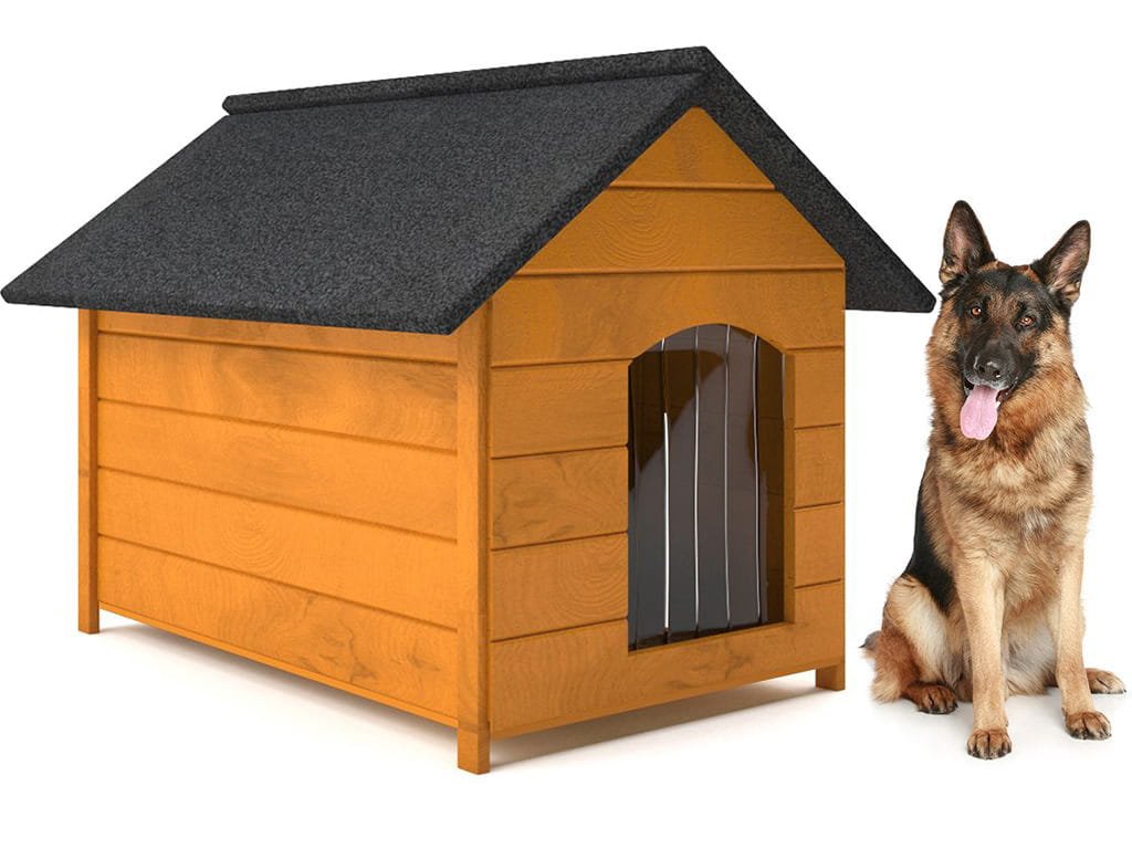 Buda dla psa XL - ocieplana, drewniana, z zasłoną - sosna