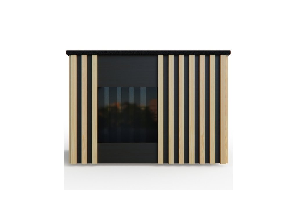 Buda dla psa XXL MODERN ELEGANCE - ocieplana, drewniana, z zasłoną - obrazek 2