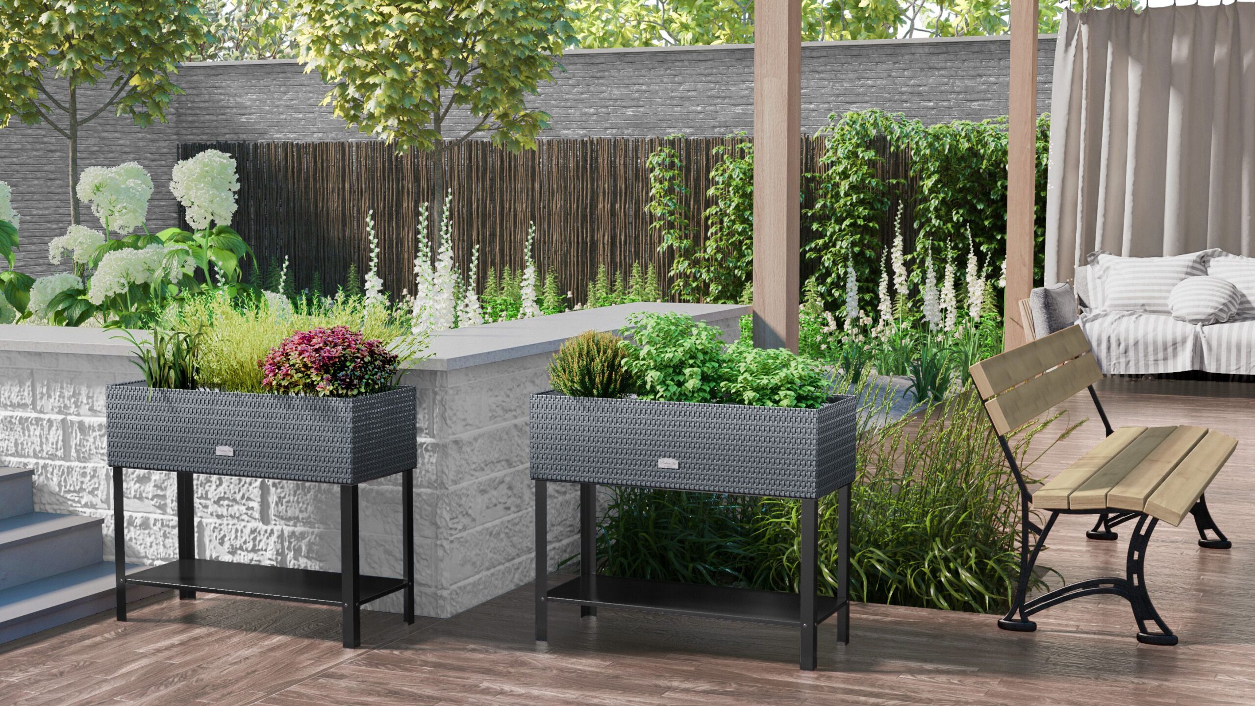 Ratanový kvetináč samozavlažovací s podstavcom LUX - PREMIUM Technorattan - obrazek 2