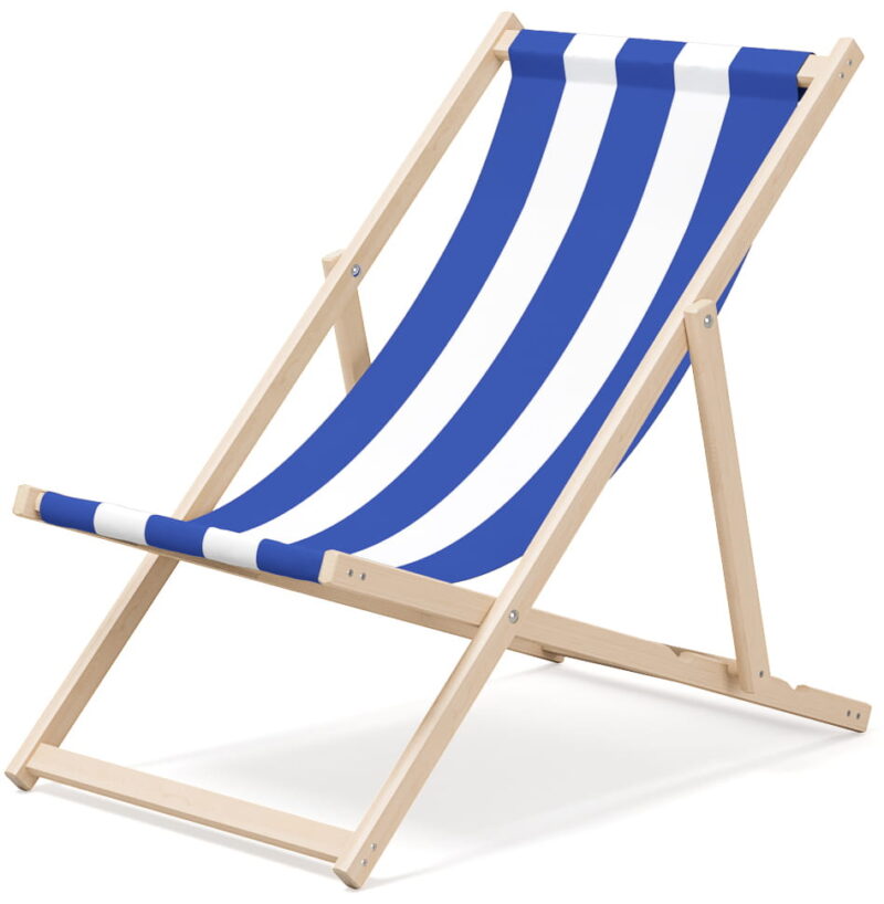 Drewniany leżak do opalania, na plażę, taras, basen - niebieski