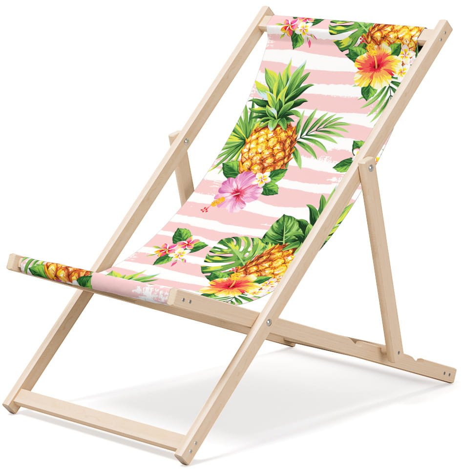 Drewniany leżak do opalania, na plażę, taras, basen - ananasowy