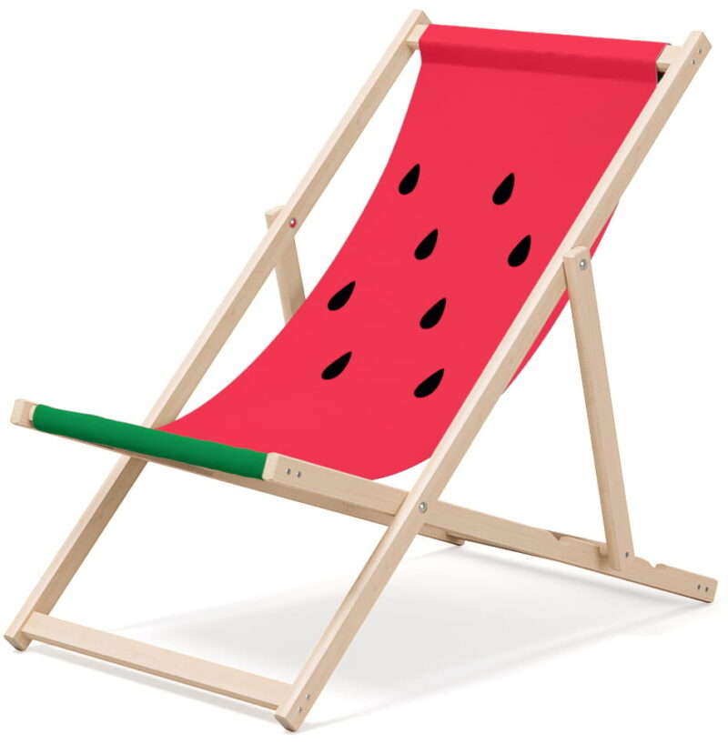 Drewniany leżak do opalania, na plażę, taras, basen - watermelon