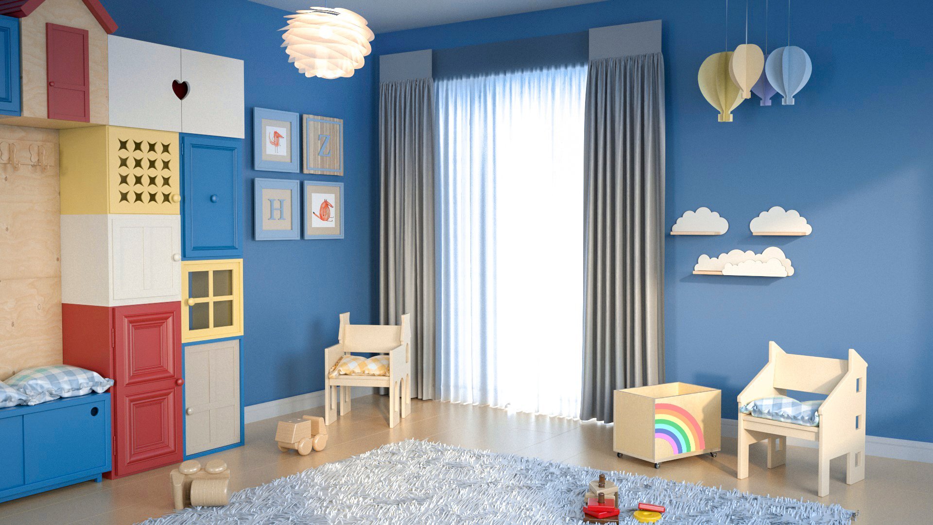 Półka do pokoju dziecięcego naturalna - chmurki zestaw 3 szt. - obrazek 4