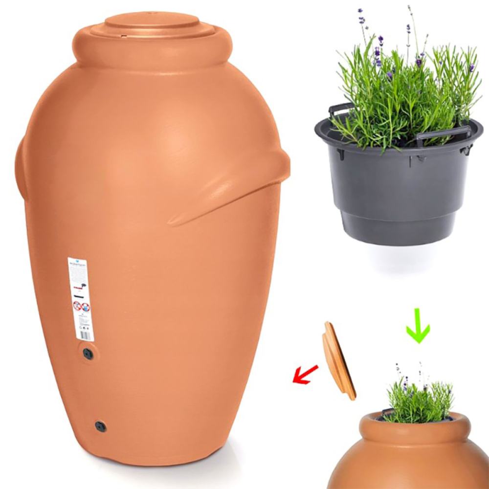 Zbiornik na deszczówkę - 360 l - DEKOR CLAY - Cegła + sadzarka GRATIS - obrazek 2