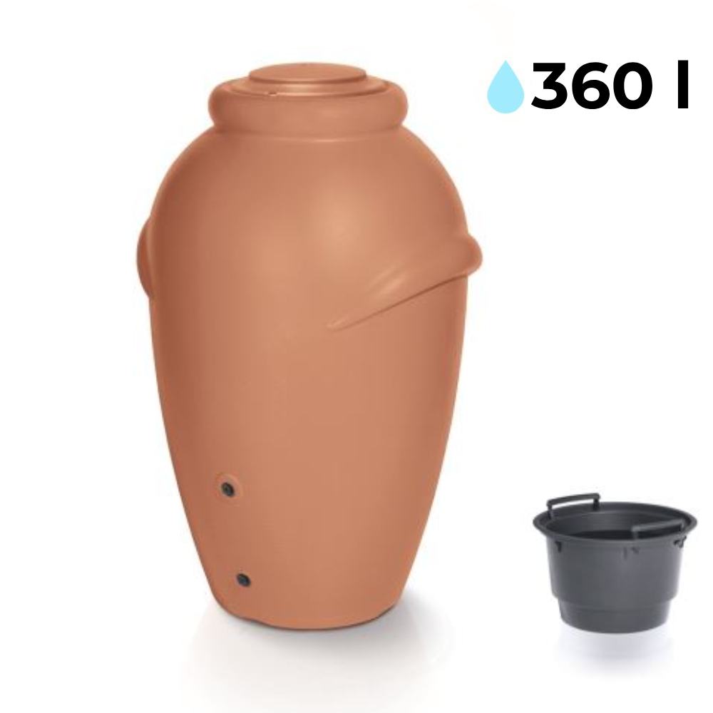 Zbiornik na deszczówkę - 360 l - DEKOR CLAY - Cegła + sadzarka GRATIS